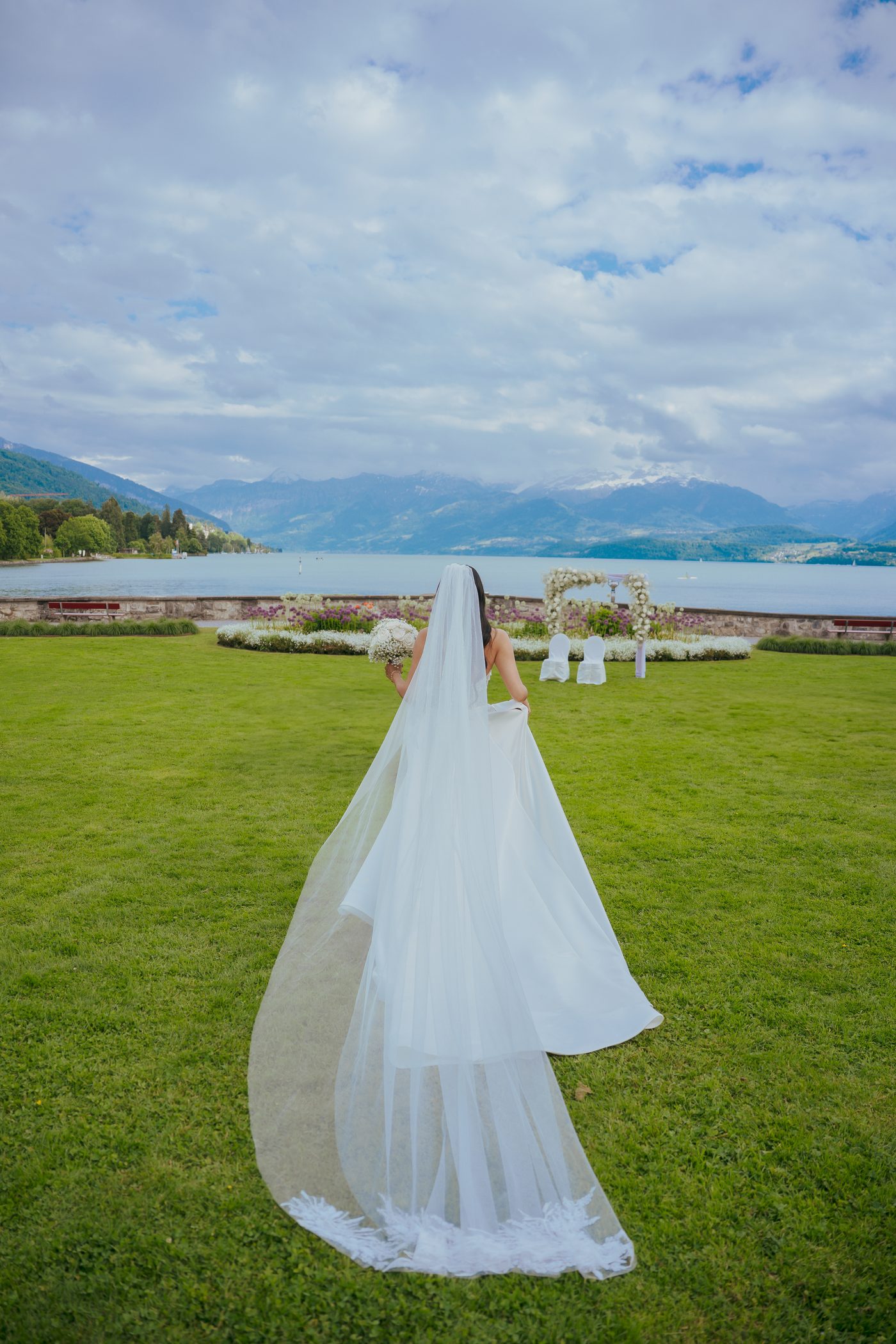 Bride on the lawn